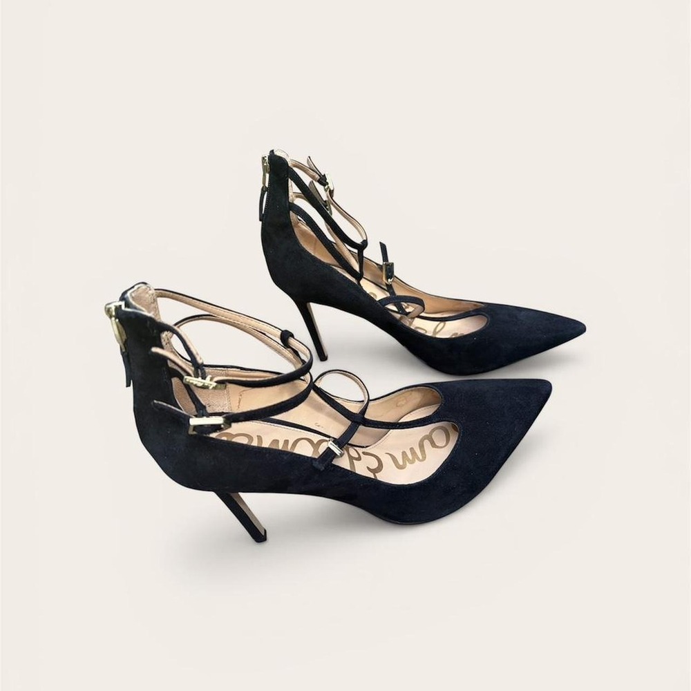 Sam Edelman Black Strappy Pointed-Toe Heels - Picture 2 of 5